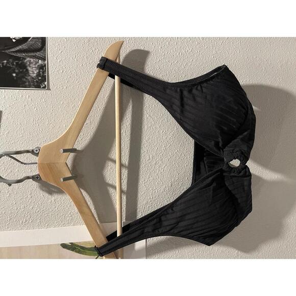 Aerie Black Ribbed Bikini Top- Size M NWT - Picture 1 of 4